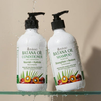 ILLUVISSE Batana Öl Shampoo & Conditioner Set für Haarwachstum & -verdickung – Bio Rosmarin, Teebaumöl, Biotin & Aloe Vera für Männer & Frauen – Stärkt, pflegt & glättet, 500 ml je Flasche
