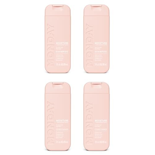 MONDAY Haircare MOISTURE Shampoo + Conditioner mit Hyaluronsäure & Sheabutter für trockenes & stumpfes Haar 90 ml (Duo-Set)