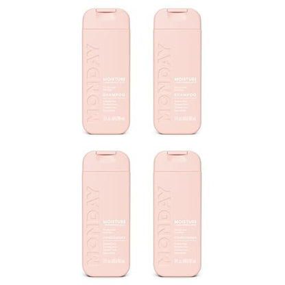 MONDAY Haircare MOISTURE Shampoo + Conditioner mit Hyaluronsäure & Sheabutter für trockenes & stumpfes Haar 90 ml (Duo-Set)