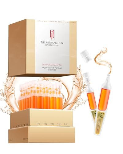 Astaxanthin Serum Ampullen für das Gesicht, 0,05 Fl Oz x 28, Hyaluronsäure und Niacinamid Feuchtigkeitsserum, Aufhellende Anti-Aging Hautpflege für trockene, fahle Haut
