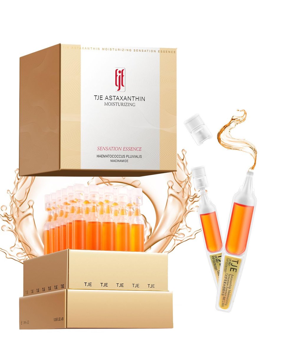 Astaxanthin Serum Ampullen für das Gesicht, 0,05 Fl Oz x 28, Hyaluronsäure und Niacinamid Feuchtigkeitsserum, Aufhellende Anti-Aging Hautpflege für trockene, fahle Haut