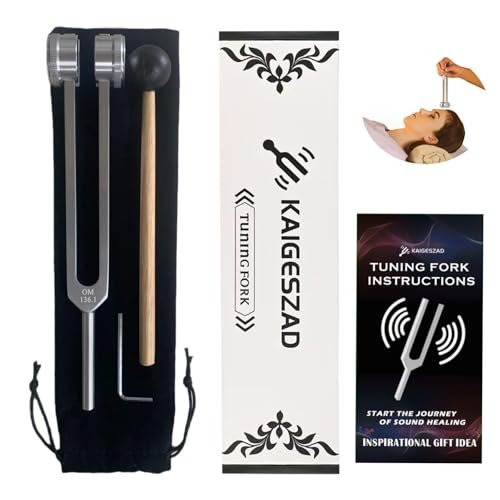 OM 136,1 Hz Gewichtete Stimmgabel mit Reflexhammer – Chakra-Heilungs-Set für Klangtherapie, Aluminiumlegierung, nicht magnetisch