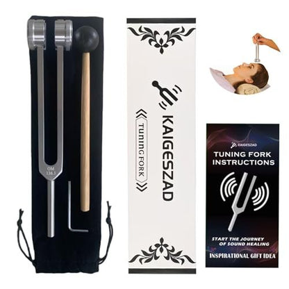 OM 136,1 Hz Gewichtete Stimmgabel mit Reflexhammer – Chakra-Heilungs-Set für Klangtherapie, Aluminiumlegierung, nicht magnetisch