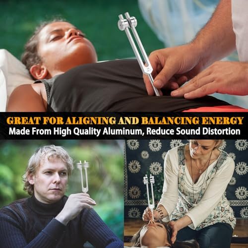OM 136,1 Hz Gewichtete Stimmgabel mit Reflexhammer – Chakra-Heilungs-Set für Klangtherapie, Aluminiumlegierung, nicht magnetisch