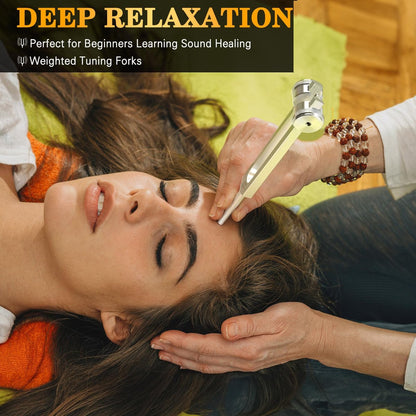OM 136,1 Hz Gewichtete Stimmgabel mit Reflexhammer – Chakra-Heilungs-Set für Klangtherapie, Aluminiumlegierung, nicht magnetisch
