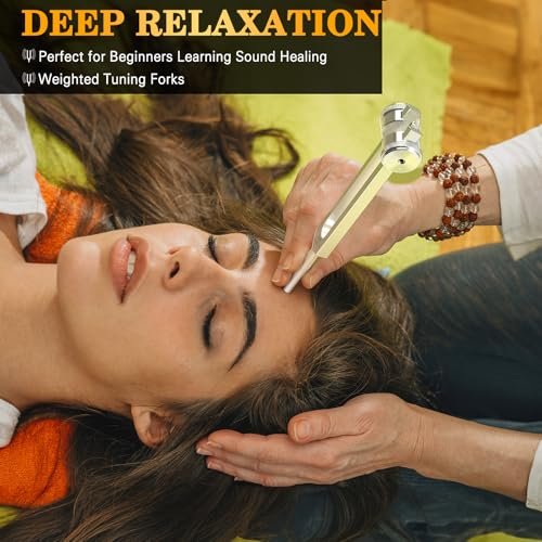 OM 136,1 Hz Gewichtete Stimmgabel mit Reflexhammer – Chakra-Heilungs-Set für Klangtherapie, Aluminiumlegierung, nicht magnetisch