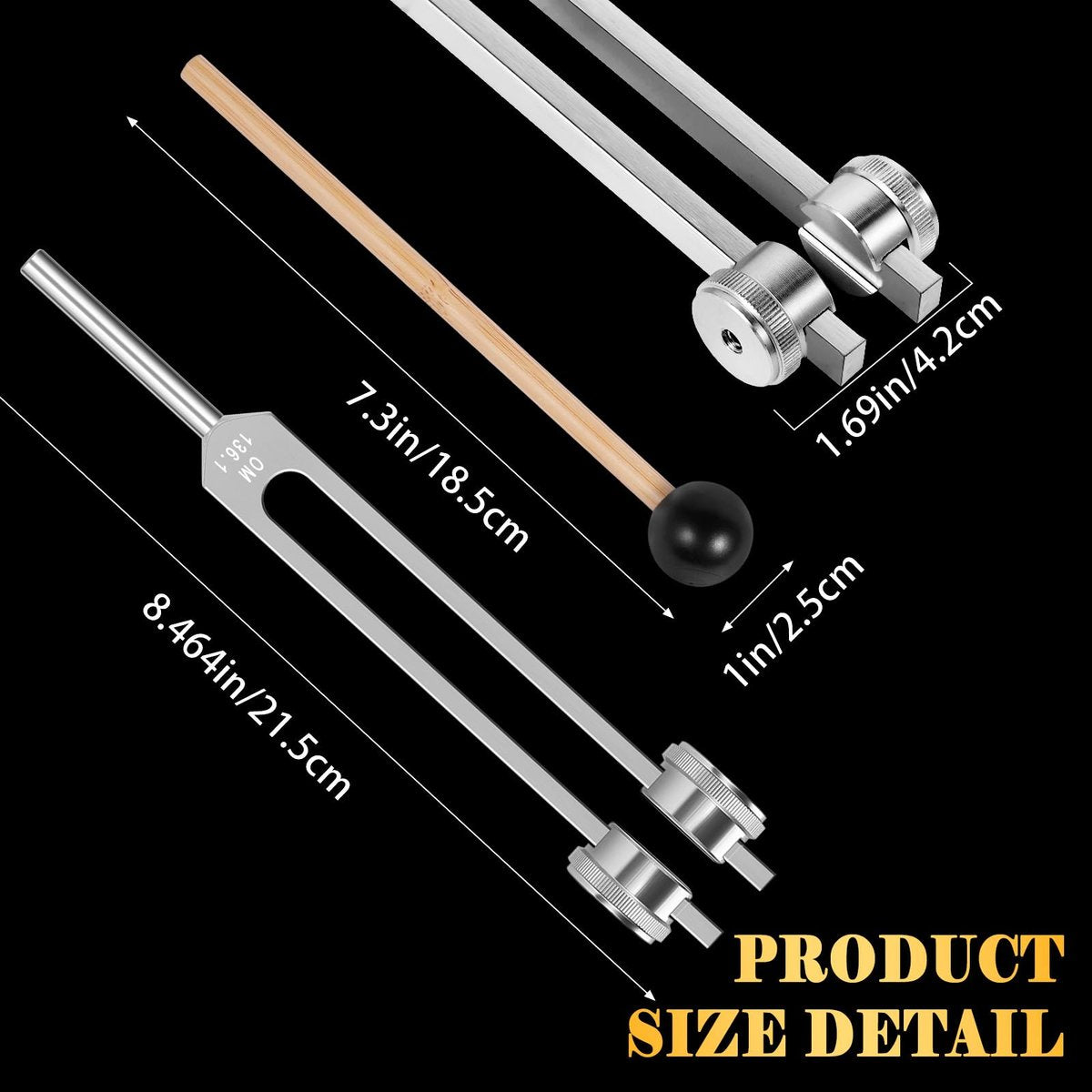 OM 136,1 Hz Gewichtete Stimmgabel mit Reflexhammer – Chakra-Heilungs-Set für Klangtherapie, Aluminiumlegierung, nicht magnetisch
