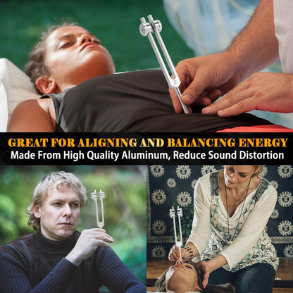 OM 136,1 Hz Gewichtete Stimmgabel mit Reflexhammer – Chakra-Heilungs-Set für Klangtherapie, Aluminiumlegierung, nicht magnetisch