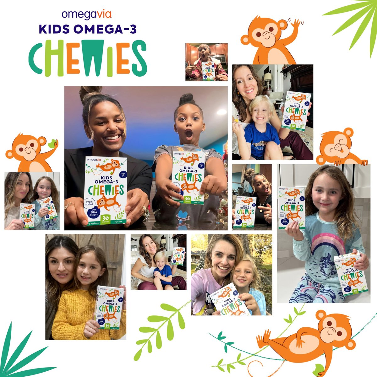 OmegaVia Omega 3 Chewies – Tägliche DHA-Kaubare Vitamine für Kinder ab 3 Jahren, Unterstützung für Gehirn & Augen, Zuckerfreier natürlicher Fruchtgeschmack, Omega-3-Fischöl, 30 Einzelpackungen