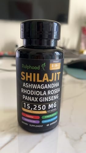 Rolphood Shilajit Kapseln für Männer/Frauen – Reines Himalaya Bio-Shilajit mit Ashwagandha, 60 Kapseln als Alternative zu Harz, Tropfen & Gummis