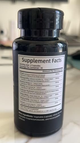 Rolphood Shilajit Kapseln für Männer/Frauen – Reines Himalaya Bio-Shilajit mit Ashwagandha, 60 Kapseln als Alternative zu Harz, Tropfen & Gummis