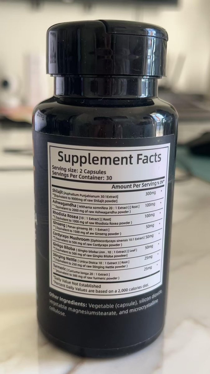 Rolphood Shilajit Kapseln für Männer/Frauen – Reines Himalaya Bio-Shilajit mit Ashwagandha, 60 Kapseln als Alternative zu Harz, Tropfen & Gummis