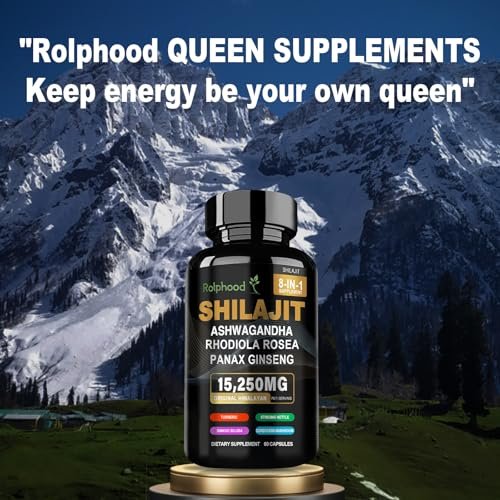 Rolphood Shilajit Kapseln für Männer/Frauen – Reines Himalaya Bio-Shilajit mit Ashwagandha, 60 Kapseln als Alternative zu Harz, Tropfen & Gummis