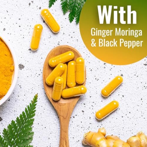 Vitamatic Curcumin 10:1 Extrakt 290 mg – Pflanzlicher Kurkuma-Extrakt mit Schwarzem Pfeffer 5mg, Ingwer 50mg & Moringa 500 mg – Vegetarisch, Ohne Gentechnik, Glutenfrei – 120 Kapseln