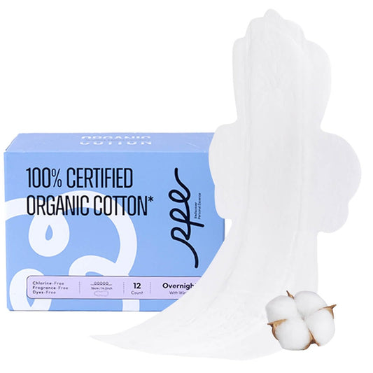 100 % Bio-Baumwoll-Binden für die Nacht, ultradünn, extra starke Menstruationsbinden mit Flügeln, für starken Schutz, Größe 5, 12 Stück