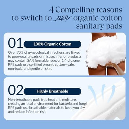 100 % Bio-Baumwoll-Binden für die Nacht, ultradünn, extra starke Menstruationsbinden mit Flügeln, für starken Schutz, Größe 5, 12 Stück