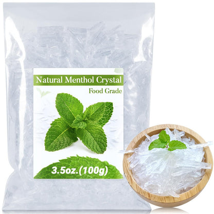 MAQIHAN 100 g Mentholkristalle – Lebensmittelqualität, organisch, für Duschbomben, Aromatherapie, Dampftabletten, Erkältungslinderung, Pfefferminzöl-Herstellung