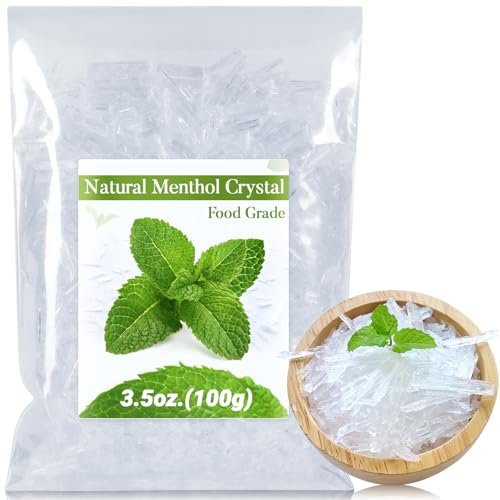 MAQIHAN 100 g Mentholkristalle – Lebensmittelqualität, organisch, für Duschbomben, Aromatherapie, Dampftabletten, Erkältungslinderung, Pfefferminzöl-Herstellung