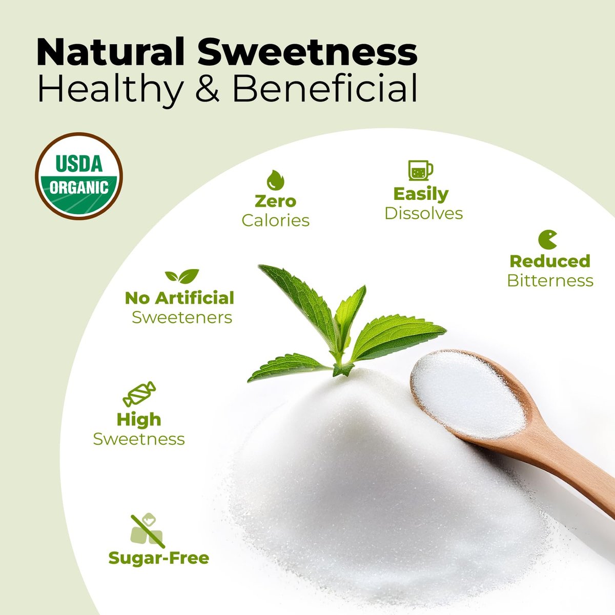 Viccoky Bio Stevia Pulver 85g (3oz) – Reiner Stevia-Extrakt, Zuckerfrei & 0 Kalorien, ohne Zusätze, natürlicher Süßstoff