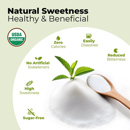 Viccoky Bio Stevia Pulver 6oz (171g) – Reiner Stevia Extrakt, Zuckerfrei & 0 Kalorien, Ohne Zusätze, Natürlicher Süßstoff