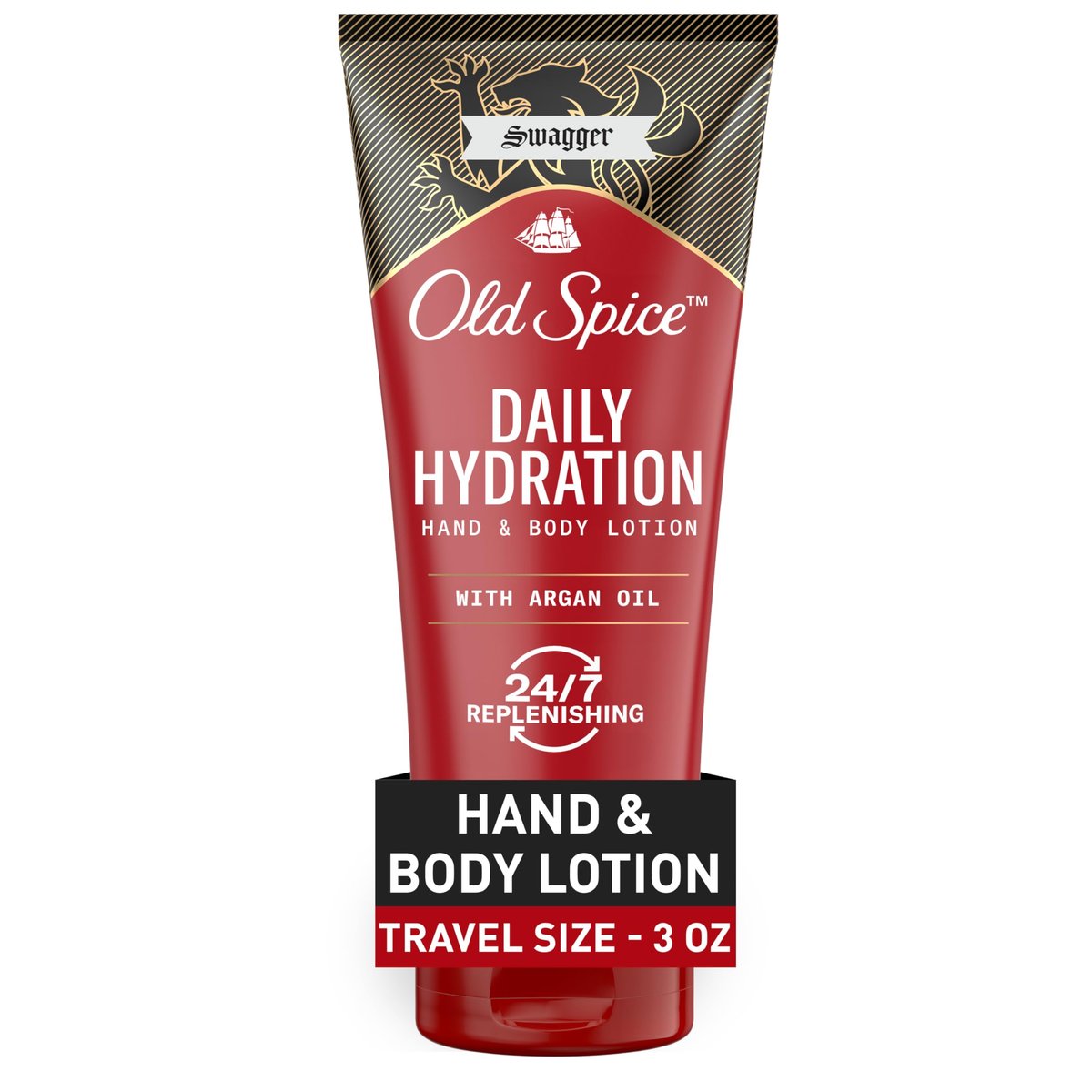 Old Spice Body Lotion für alle Hauttypen, Reisegröße 24/7 Leichte Feuchtigkeitspflege mit fantastischem Duft für Gesicht, Hände und Körper, Swagger Duft nach Zedernholz, sofortige Absorption, 89 ml