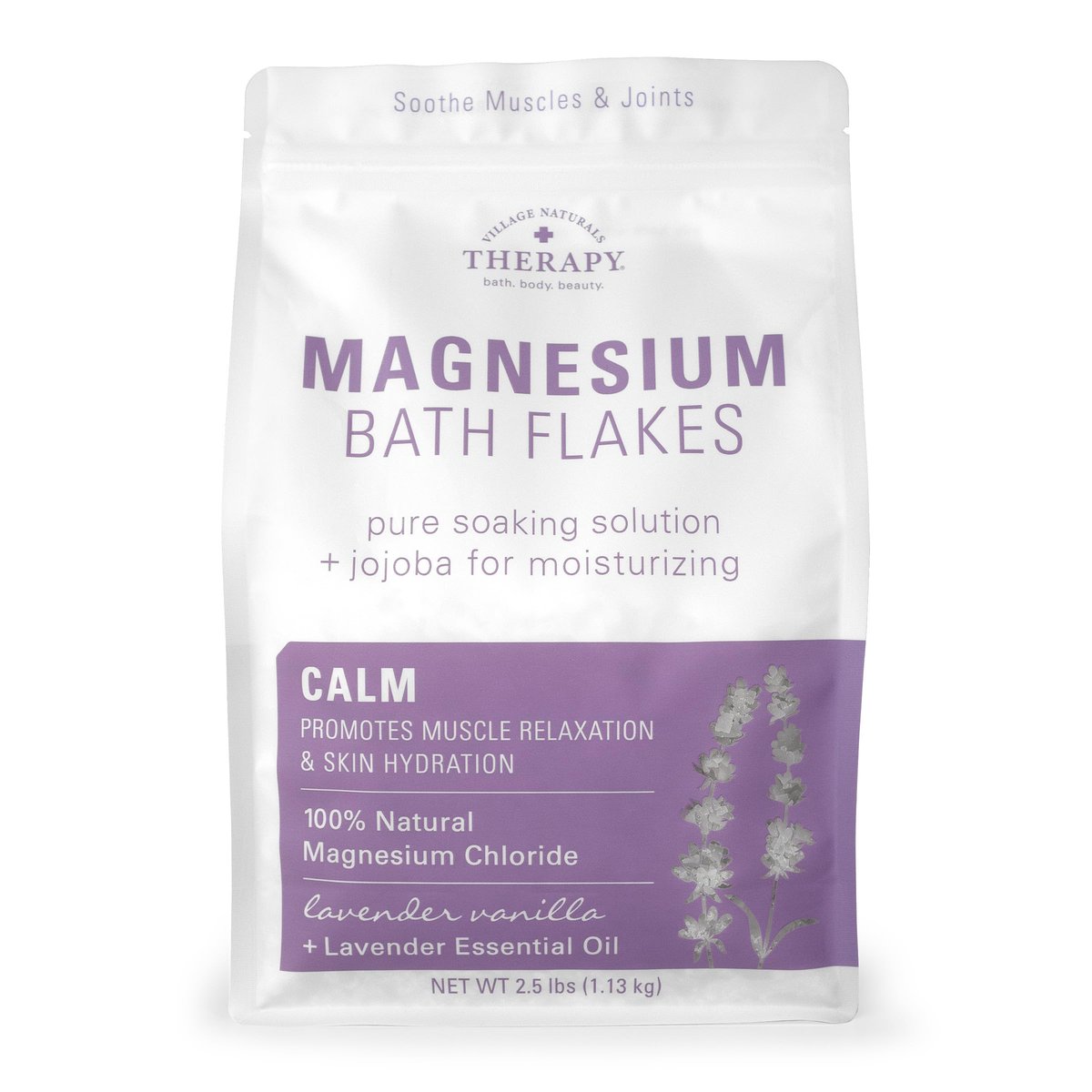 Village Naturals Therapy Calm Magnesium Badeflocken – Lavendel Vanille Duft, 2,5 kg (2,5 Pfund)