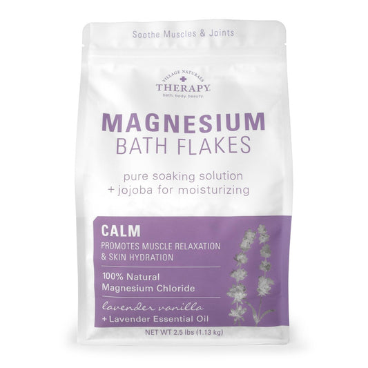 Village Naturals Therapy Calm Magnesium Badeflocken – Lavendel Vanille Duft, 2,5 kg (2,5 Pfund)