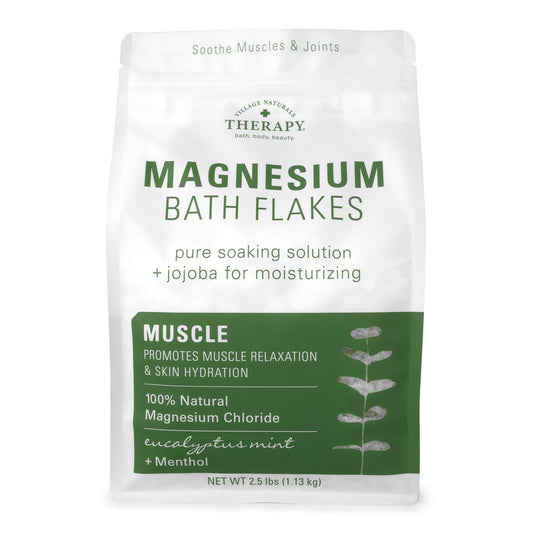 Village Naturals Therapy Muscle Magnesium Bath Flakes, Eukalyptus, Minze & Menthol Duft, 1,13 kg