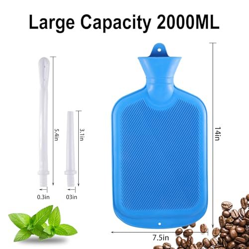 Einlaufset mit 5ft Schlauch für Kaffee-Einläufe zu Hause – 2 Liter, Blau, Gummi