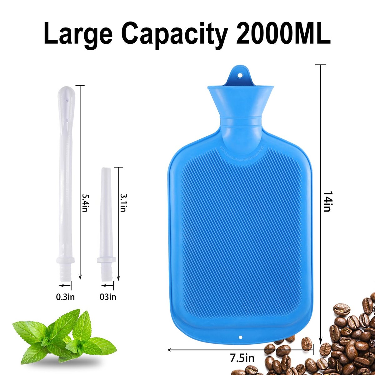 Einlaufset mit 5ft Schlauch für Kaffee-Einläufe zu Hause – 2 Liter, Blau, Gummi