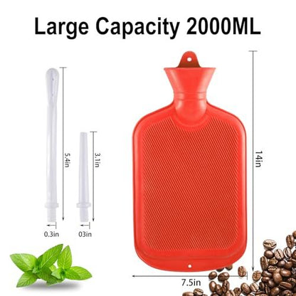 Einlaufset mit 5-Fuß-Schlauch für Kaffeeeinläufe zu Hause – 2 Liter, Rot, aus Gummi