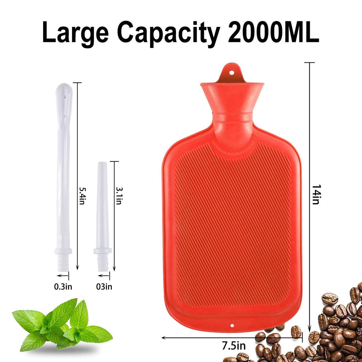 Einlaufset mit 5-Fuß-Schlauch für Kaffeeeinläufe zu Hause – 2 Liter, Rot, aus Gummi