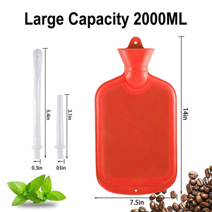 Einlaufset mit 5-Fuß-Schlauch für Kaffeeeinläufe zu Hause – 2 Liter, Rot, aus Gummi