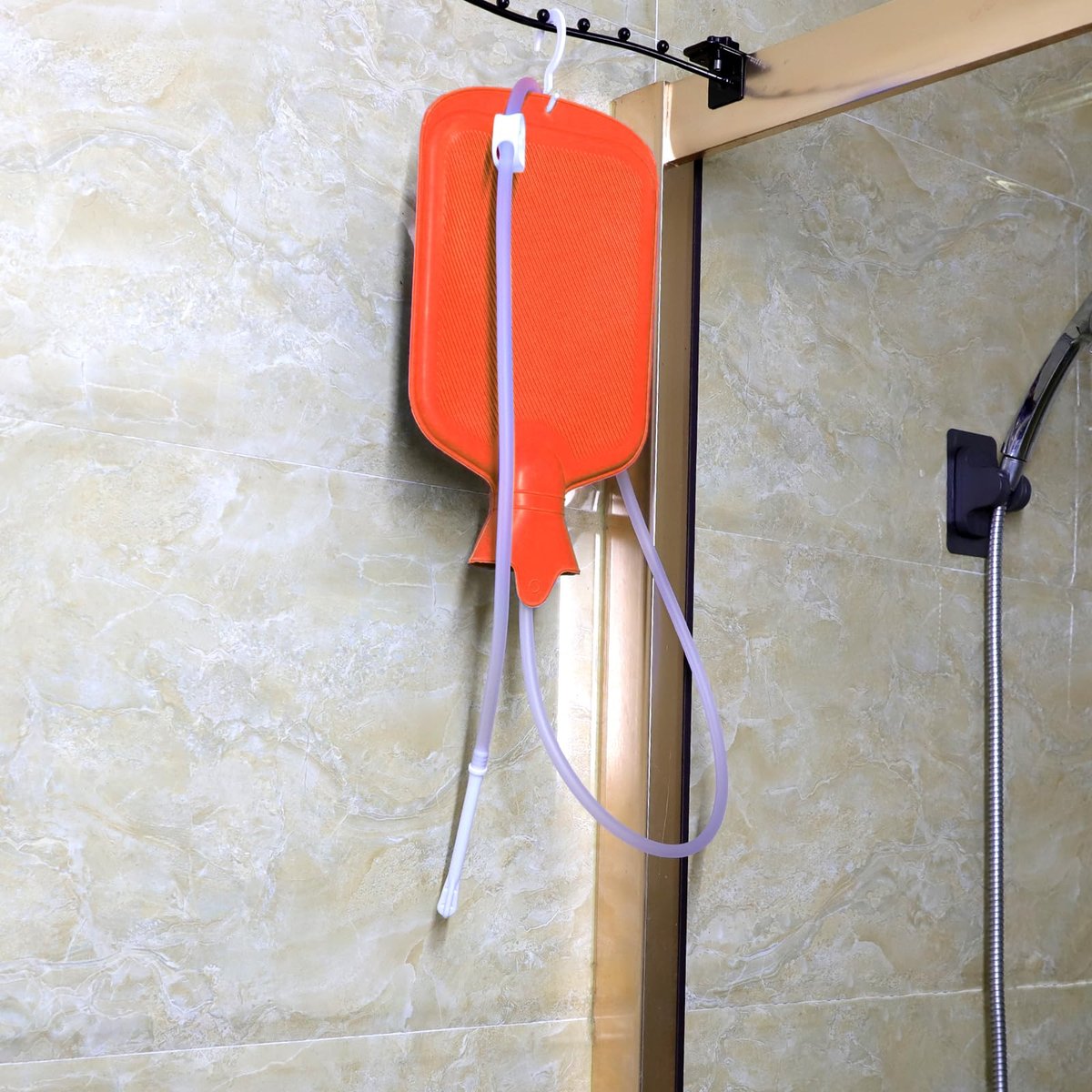 Einlaufset mit 5-Fuß-Schlauch für Kaffeeeinläufe zu Hause – 2 Liter, Rot, aus Gummi