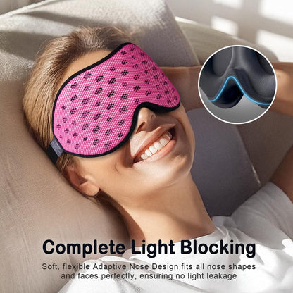 LitBear Atmungsaktive Schlafmaske 3D – Leichte, lichtblockierende Schlafbrille für Seitenschläfer, Frauen und Männer, mit verstellbarem Band, weiche Augenmaske für Reisen, Nachtschichten, Nickerchen, Büro – Pink