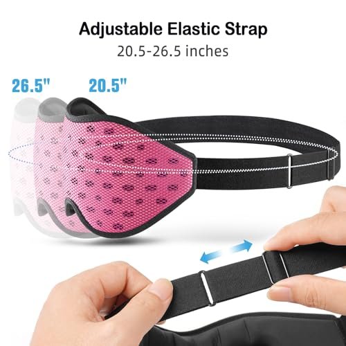 LitBear Atmungsaktive Schlafmaske 3D – Leichte, lichtblockierende Schlafbrille für Seitenschläfer, Frauen und Männer, mit verstellbarem Band, weiche Augenmaske für Reisen, Nachtschichten, Nickerchen, Büro – Pink