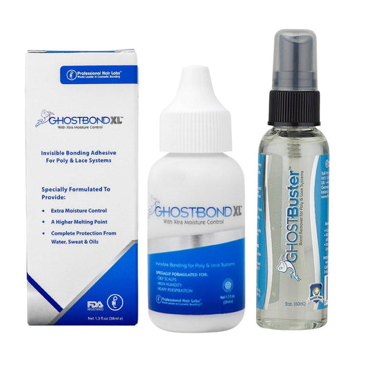 GHOSTBOND XL 1,3 oz & Ghostbuster 2 oz – Wasserdichter Wig Glue und schnell wirkender Klebstoffentferner für Spitzenperücken, Toupees und Haarverlängerungen