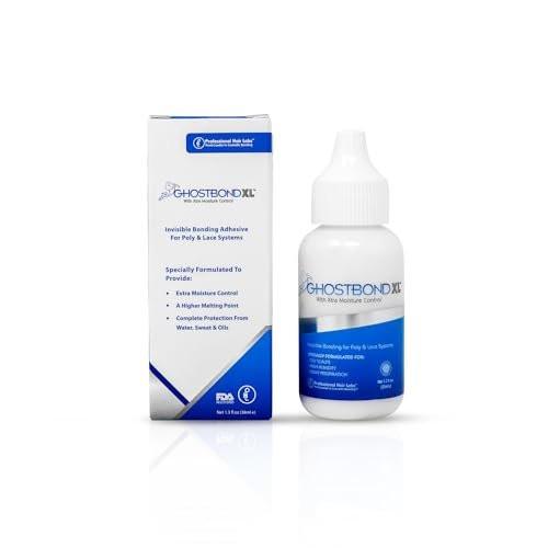 GHOSTBOND XL Haarersatz-Kleber 1,3 oz & Silikonapplikator – Unsichtbarer Spitzenperückenkleber, wasser- und ölbeständig, ungiftig, einfache Anwendung für Spitzenperücken und Haarsysteme