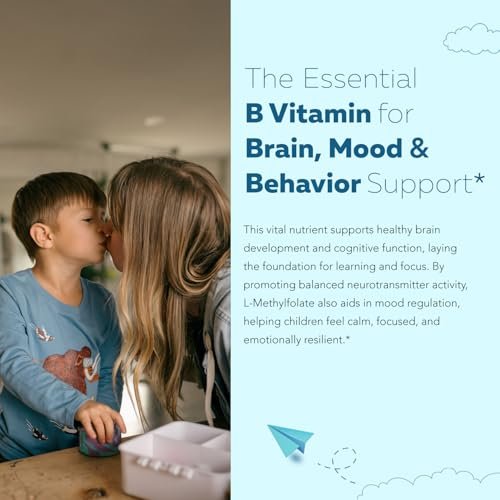 Bio L-Methylfolat + Methyl B12 Cofaktor für Kinder – MTHFR Sublingual – 5-MTHF, überlegene Form von Folsäure – Anpassbare Dosierung für alle Altersstufen – Stimmung, Verhalten, Kognition – Bio-Beeren-Geschmack, 30 ml