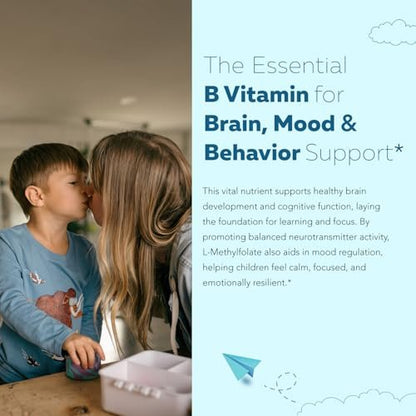 Bio L-Methylfolat + Methyl B12 Cofaktor für Kinder – MTHFR Sublingual – 5-MTHF, überlegene Form von Folsäure – Anpassbare Dosierung für alle Altersstufen – Stimmung, Verhalten, Kognition – Bio-Beeren-Geschmack, 30 ml