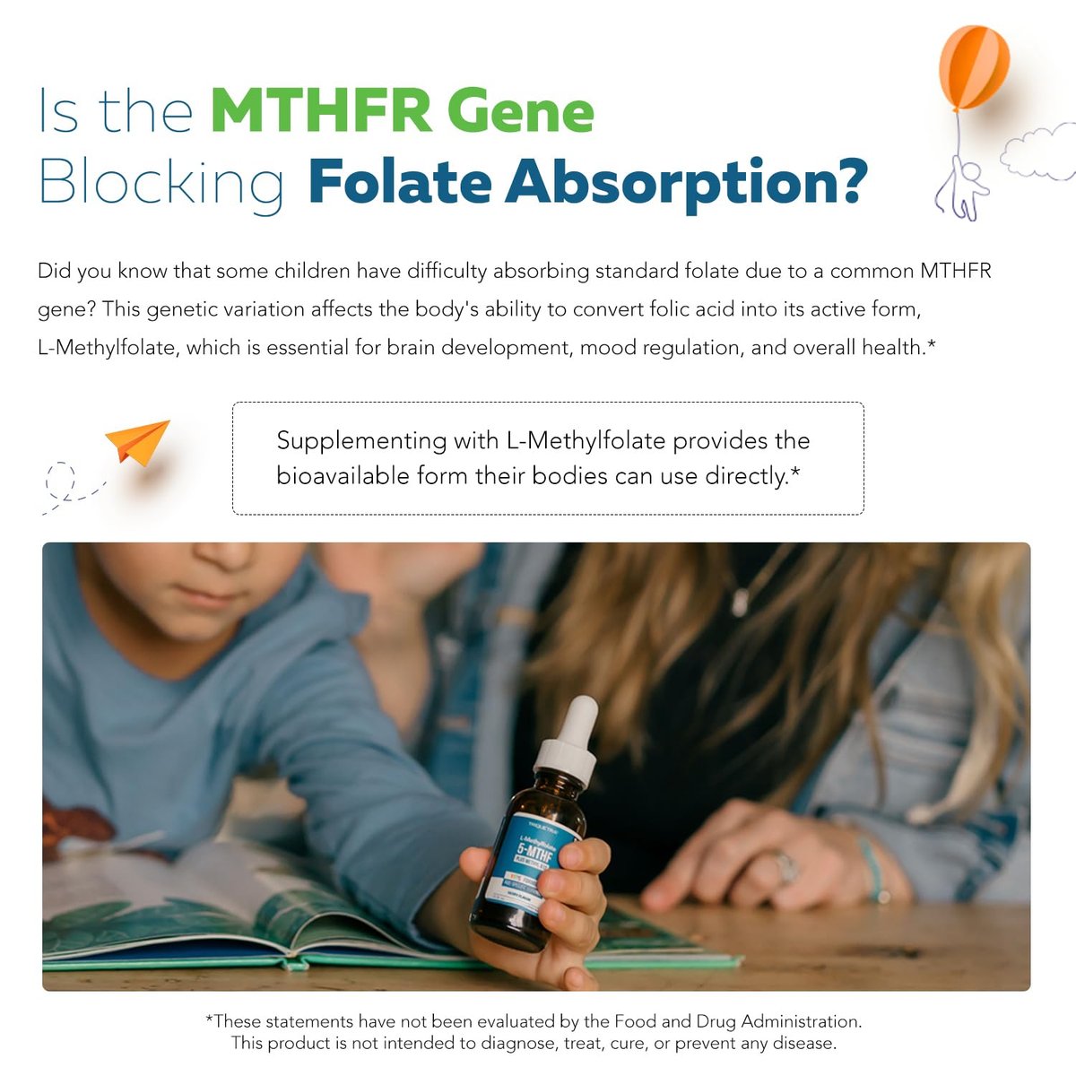 Bio L-Methylfolat + Methyl B12 Cofaktor für Kinder – MTHFR Sublingual – 5-MTHF, überlegene Form von Folsäure – Anpassbare Dosierung für alle Altersstufen – Stimmung, Verhalten, Kognition – Bio-Beeren-Geschmack, 30 ml