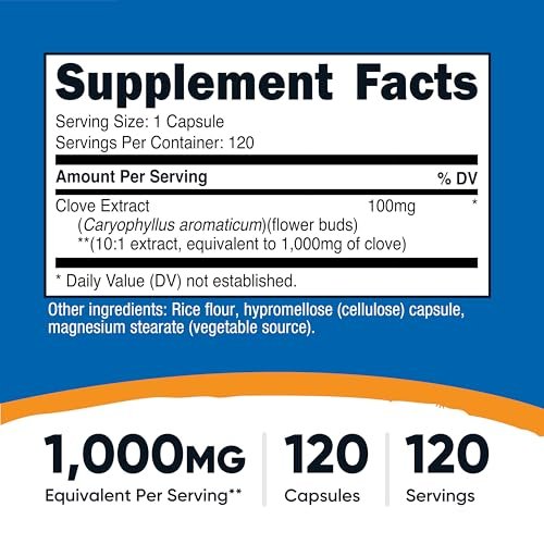 Nutricost Nelkenextrakt 120 Kapseln – 120 Portionen pro Flasche – Vegan, GMO-frei & glutenfrei