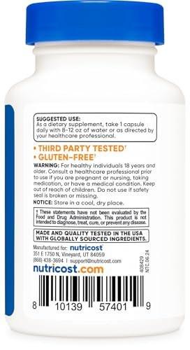 Nutricost KSM-66 Ashwagandha Wurzelextrakt 600mg, 30 vegane Kapseln – 5 % Withanolide – mit BioPerin – Vollspektrum-Wurzelextrakt
