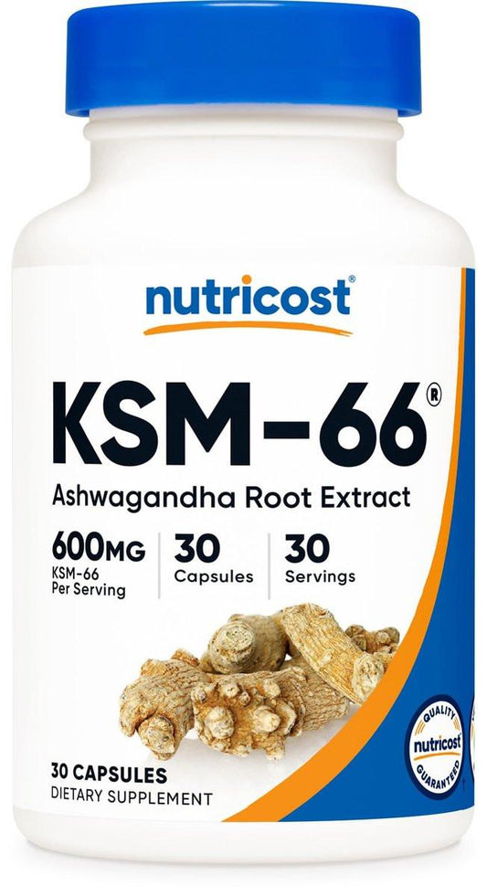 Nutricost KSM-66 Ashwagandha Wurzelextrakt 600mg, 30 vegane Kapseln – 5 % Withanolide – mit BioPerin – Vollspektrum-Wurzelextrakt