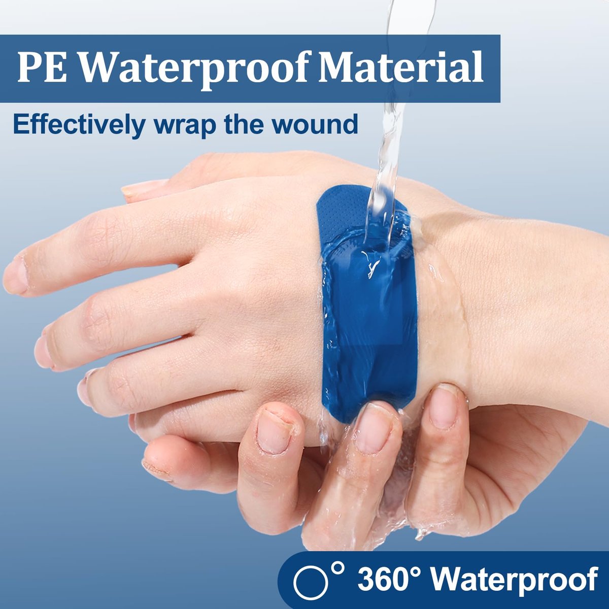 Geiserailie 120 Stück blaue erkennbare Wundpflaster, gewebte Fingerspitzenpflaster, wasserdicht, flexibel, mit nicht haftendem Pad, latexfrei, für Gastronomie, Erste-Hilfe-Set, Wundversorgung (1" x 3", rechteckig)
