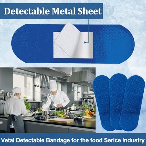 Geiserailie 120 Stück blaue erkennbare Wundpflaster, gewebte Fingerspitzenpflaster, wasserdicht, flexibel, mit nicht haftendem Pad, latexfrei, für Gastronomie, Erste-Hilfe-Set, Wundversorgung (1" x 3", rechteckig)