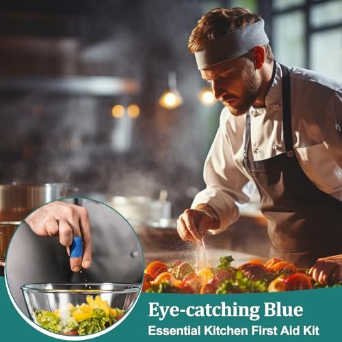 Geiserailie 120 Stück blaue, detektierbare Fingertipp-Bandagen, wasserdicht, flexibel, latexfrei – 0,8" x 7" – für Gastronomie, Erste-Hilfe-Set und Wundversorgung