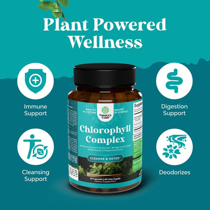 Chlorophyll Kapseln zur Reinigung und Entgiftung - Innerliches Deodorant gegen Körpergeruch mit Minze & Petersilie Extrakt für gesunde Haut, Immunität & Verdauung - Vegan, Nicht-GVO & Glutenfrei (60 Kapseln)