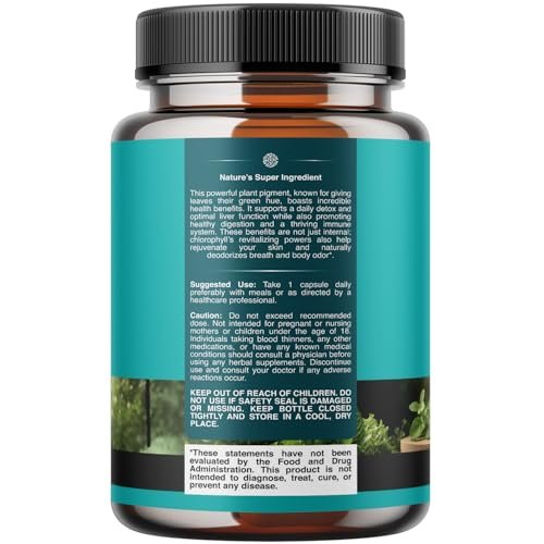 Chlorophyll Kapseln zur Reinigung und Entgiftung - Innerliches Deodorant gegen Körpergeruch mit Minze & Petersilie Extrakt für gesunde Haut, Immunität & Verdauung - Vegan, Nicht-GVO & Glutenfrei (60 Kapseln)