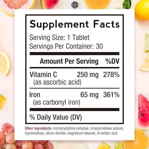 Doctor's Recipes Eisen 65 mg mit Vitamin C – Maximale Aufnahme & Magenfreundliche Eisenkapseln für Bildung roter Blutkörperchen, Herz-, Gehirn- & Immunsystem – Vegan, Nicht-GVO, 30 Tabletten